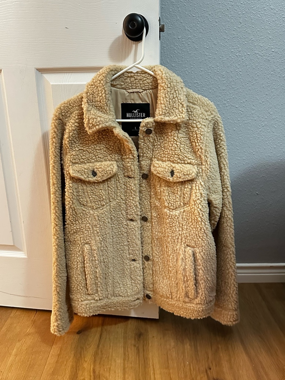Hollister Beige Sherpa Button-Up Jacket